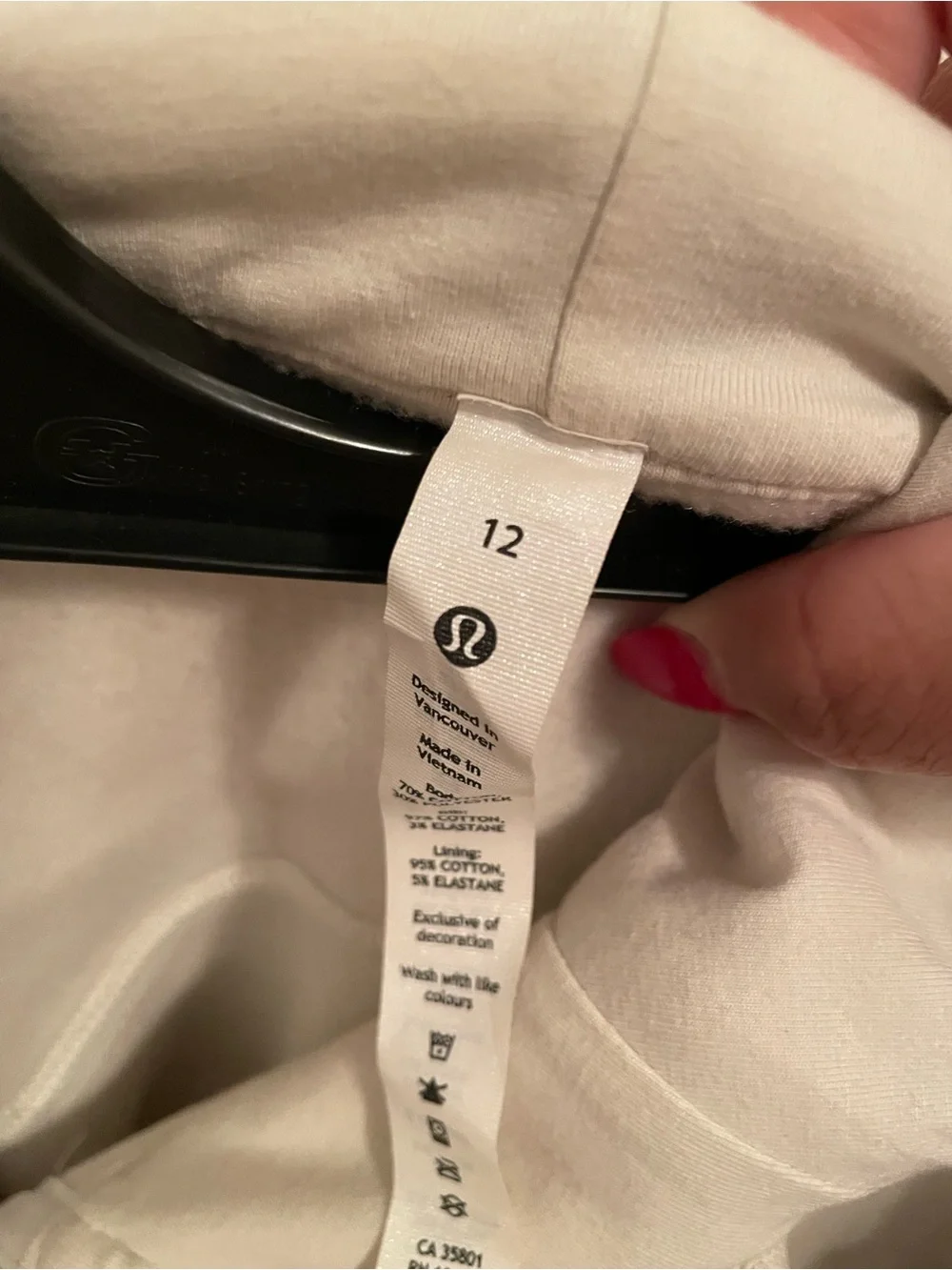 Lululemon Cropped Full Zip Hooded Scuba Bone, Size 12